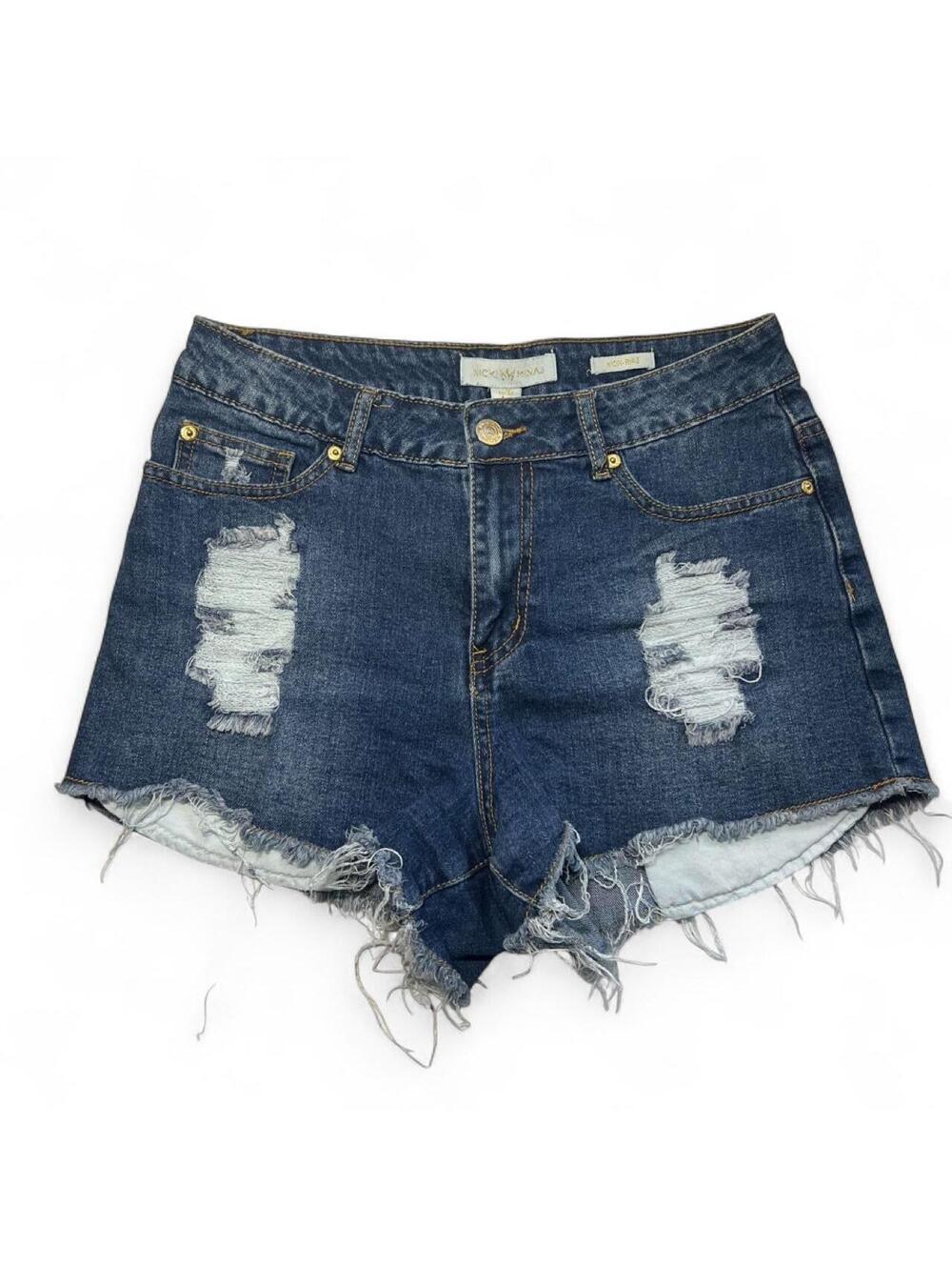 Nicki Minaj Shorts Womens 5 6 Dark Wash Denim Distressed Cutoff High Rise Jorts